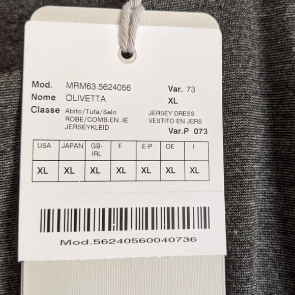 NWT Marina Rinaldi Sport Olivetta long-sleeved gray tailored midi dress, size 22 - Picture 5 of 10